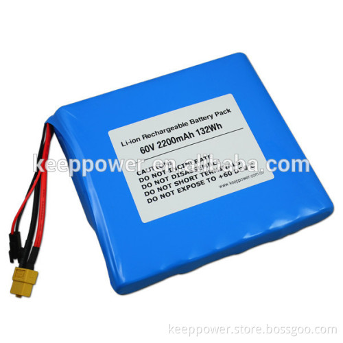 High rate 16S1P 60V unicycle battery 2200mAh 18650 battery pack for electeric monocycle battery pack